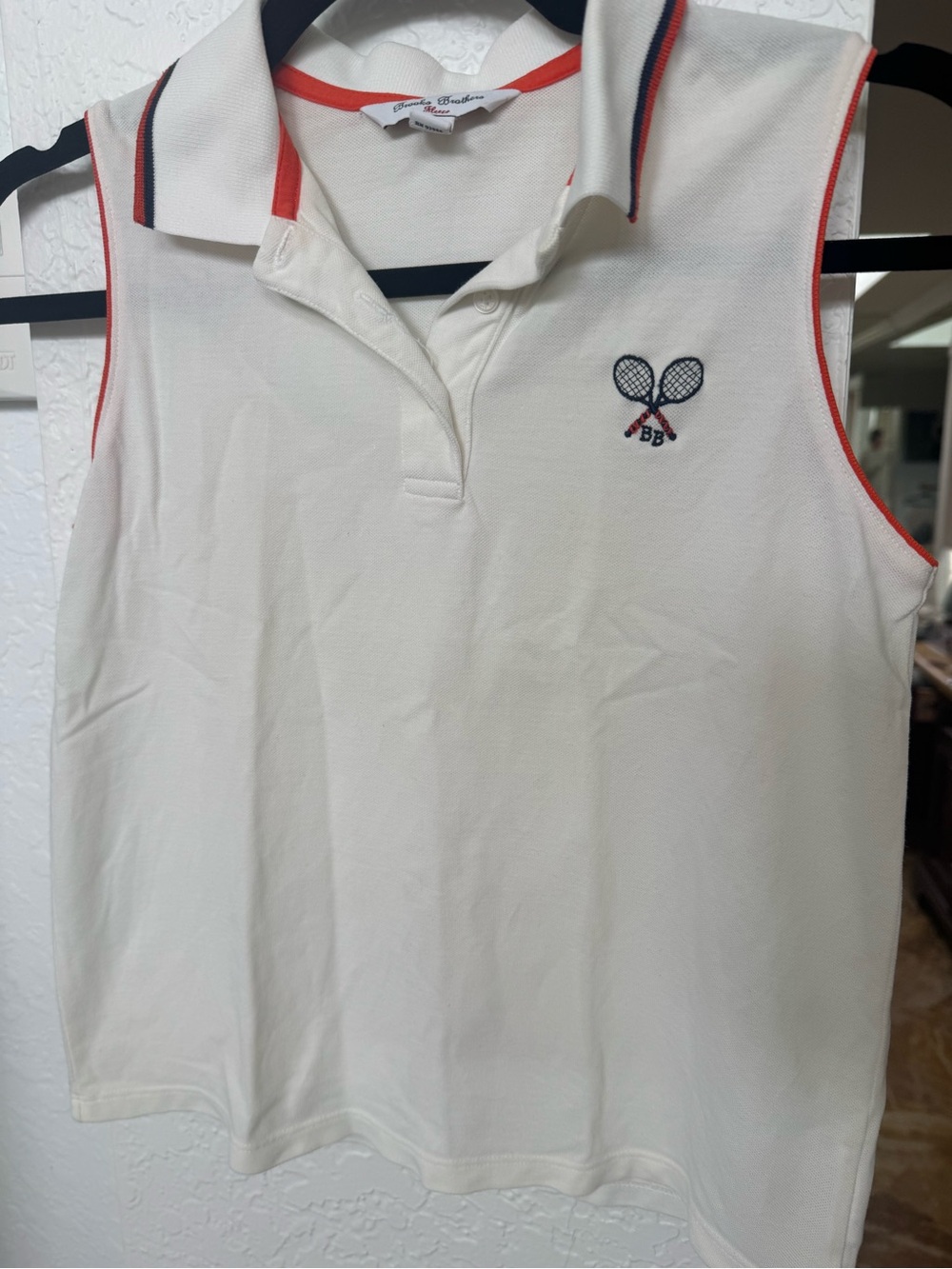 Brooks Brothers Girls Sleeveless Tennis Polo Top White Size Large